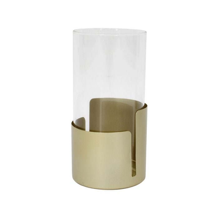 Willow & Silk Metal Subtle Golden Pillar Candle Holder 25cm