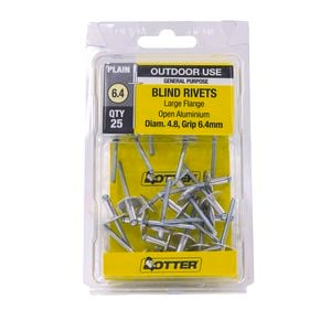 Otter 4.8 x 6.4mm Large Flange Aluminium Rivets - 25 Pack