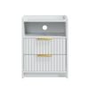 Ufurniture Side Table with 2 Drawers and Open Shelf Bedside Table Nightstand with Charging Station White
