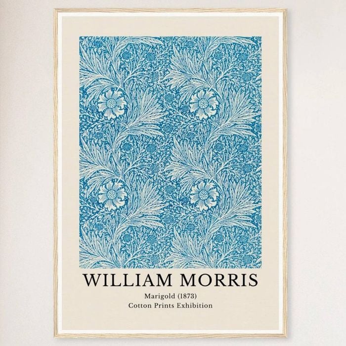Galrie William Morris Marigold Cotton Print Exhibition from 1873 - Timeless Artistry, Wood Frame, A3 30 x 42cm (12 x 16inch)
