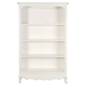 Queen Anne Solid Mahogany Timber Bookcase - Large (White)