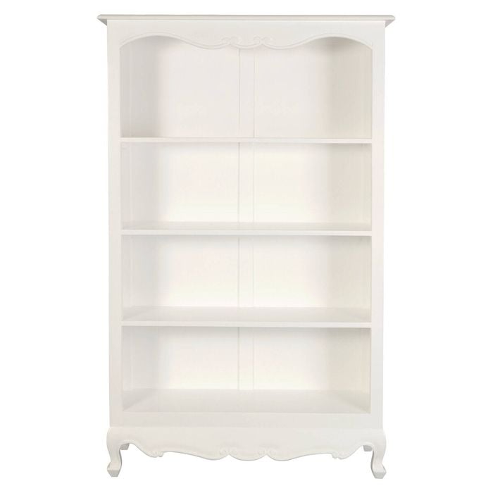 Queen Anne Solid Mahogany Timber Bookcase - Large (White)