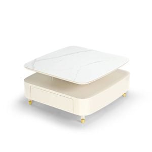 Eureka 35" CT02 Creamy White Rotating Coffee Table With Drawers