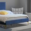 Istyle Modern Classic Cristian Queen Velvet Bed Frame Blue with Gold Legs