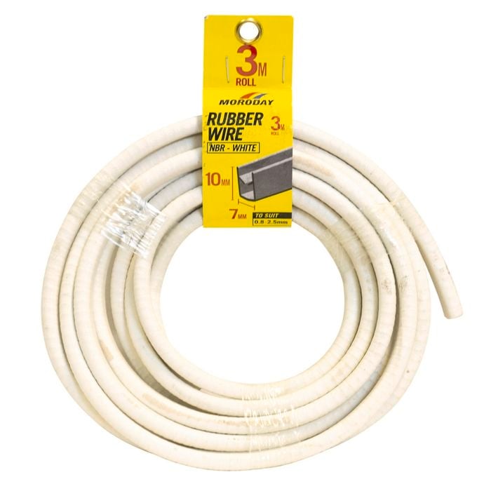 Moroday 7 x 10mm x 3m White U Channel Rubber Wire