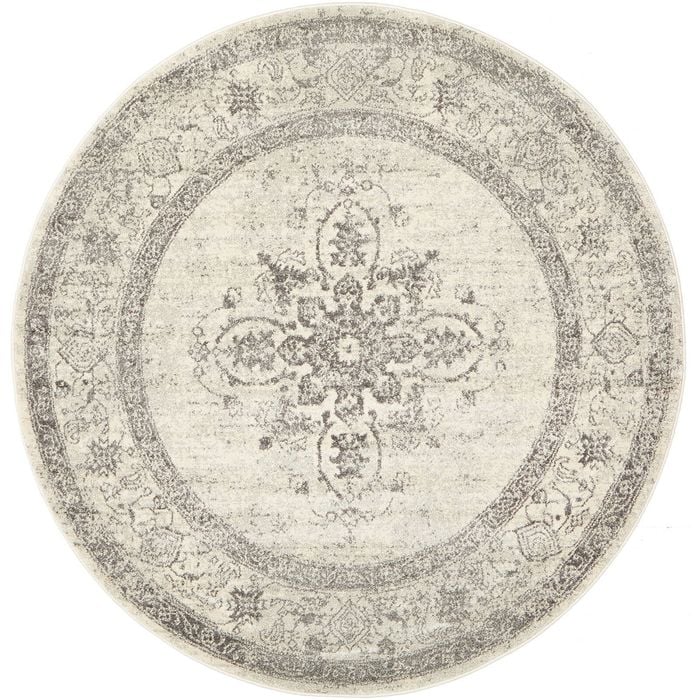 The Rug Connection Sol 977 Off White 240x240cm - Large Round Transitional Pet Friendly Indoor Rug