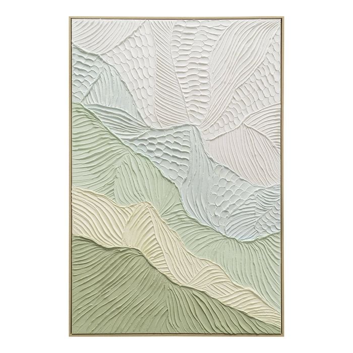 Urban Style Brushmarks Oil Painting Textured Sage Ripple
