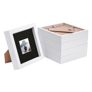 Nicola Spring 6" X 6" White 3d Box Photo Frames - 2" X 2" Mount - Pack Of 5