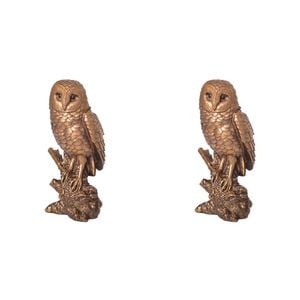2PK Gibson Gifts Owl On Branch Home Decor Small Bronze 15cm