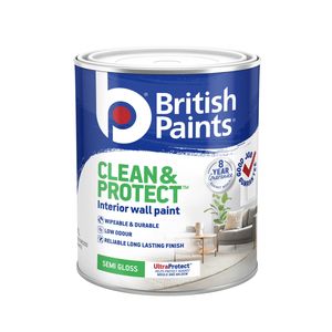 British Paints 1L White Semi Gloss Clean And Protect Interior Paint