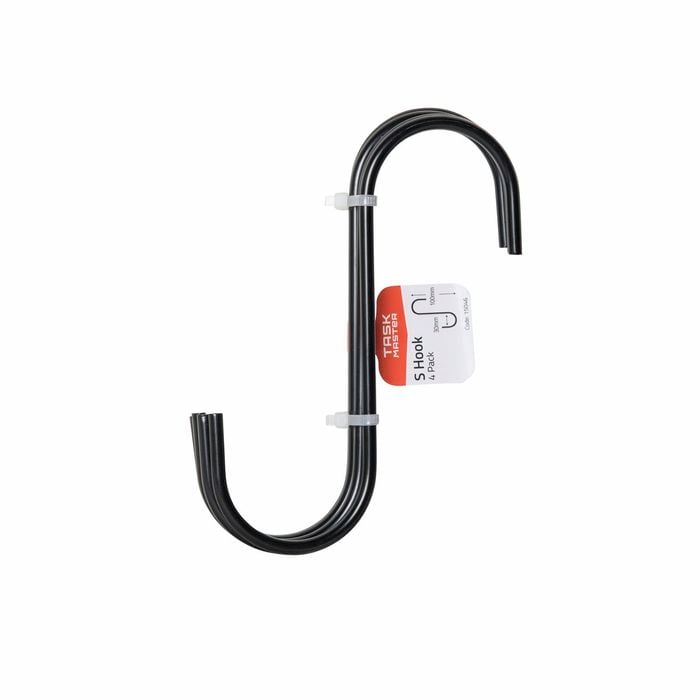 Taskmaster 150 x 45 x 30 x 5mm Black S Hook - 4 Pack
