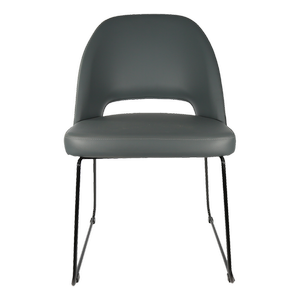 Durafurn Anthracite Vinyl Semifreddo Chair with Black Sled Base