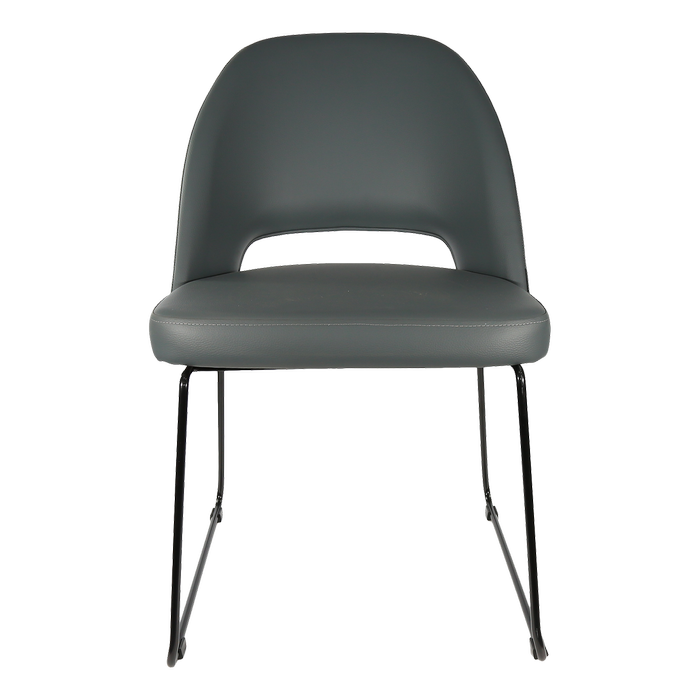 Durafurn Anthracite Vinyl Semifreddo Chair with Black Sled Base