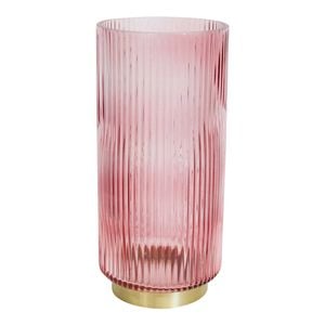 LVD Ribbed 25cm Glass Flower Vase Display Decor Large - Rhubarb