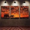 3pcs Sunset Horse and Carriage Print 100% Australian Made 3 x 40x60cm (Metal Print)