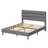 Ufurniture Velvet Upholstered Platform Bed Frame with 17cm Underbed Storage, Grey Double