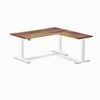 Desky L-shape Sit To Stand Saman Hardwood Desk 1500x1550mm White Height Adjustable Leg