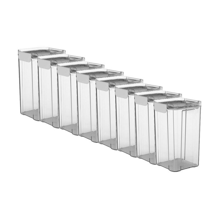 8x Partyware Plastic Square Modular Canister Storage Container 1300ml Clear