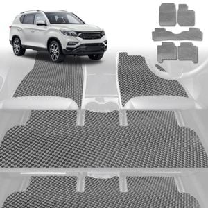 6D Diamond Car Floor Mats for SsangYong Rexton 2017-Current-Ultimate Set-Grey-Outback GT