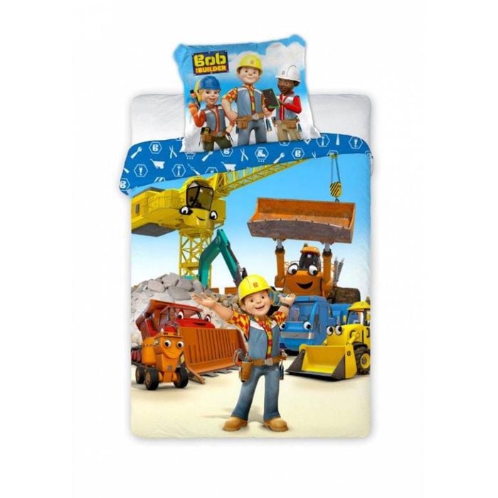 Bob The Builder Construction Cotton Quilt Cover Set - Toddler Bed Size