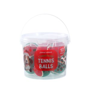 Paws & Claws Christmas Tennis Balls - 10 Pack