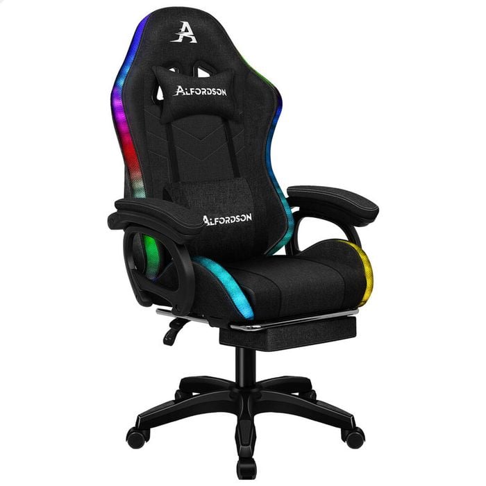 ALFORDSON Gaming Office Chair Massage RGB Fabric Black