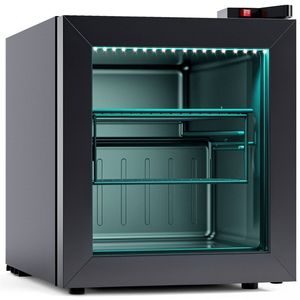 YOPOWER 40L Upright Glass Door Freezer, Compact Vertical Freezer with Adjustable Thermostat, LED Light