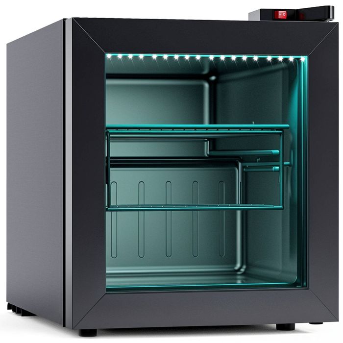 YOPOWER 40L Upright Glass Door Freezer, Compact Vertical Freezer with Adjustable Thermostat, LED Light