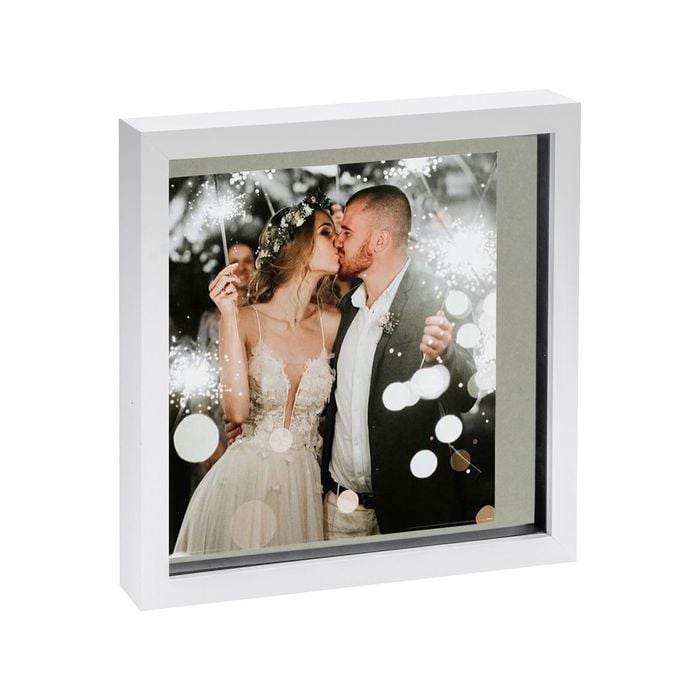 Nicola Spring 10" x 10" White 3D Box Photo Frame - 8" x 8" Mount