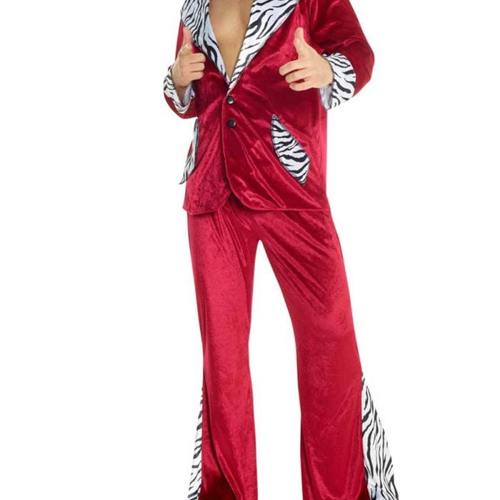 Mac Daddy Zebra Print Burgundy Mens Pimp Costume - Large
