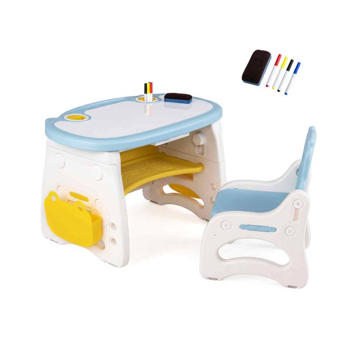 Costway Height Adjustable Activity Table HDPE Table-Blue