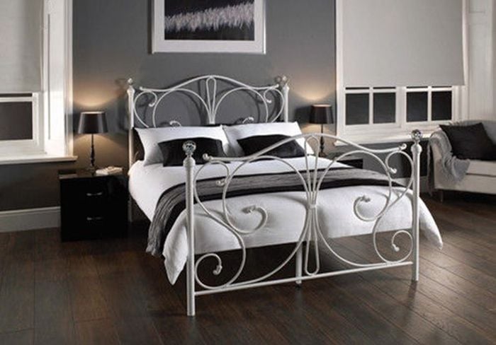 Istyle Christina King Bed Frame Metal Grey White