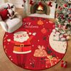 CottonMore Christmas Santa Claus Round Rug Festive Red Holiday Floor Mat 120cm