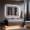 OAKORY 70x90cm Rectangular LED Smart Bathroom Mirror Front and Backlit Anti-Fog Dimmable