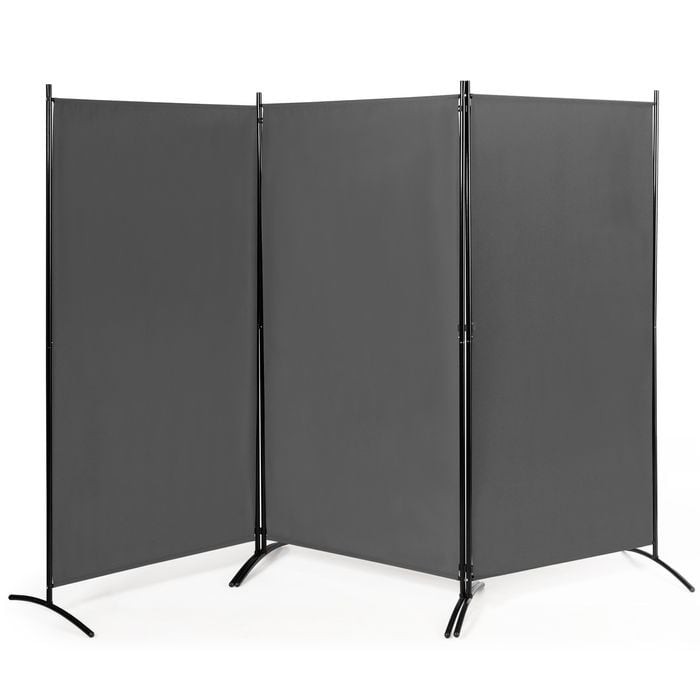 Costway 3 Panel Room Divider Folding Privacy Screen Wall Partition Stand Living Bedroom Grey