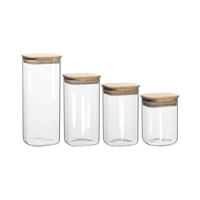 Ecology Pantry 4 Piece Square Glass Canister Set
