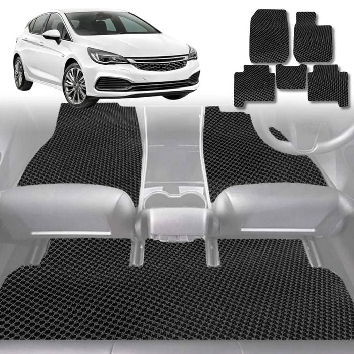 6D Diamond Car Floor Mats for Holden Astra 2016-2020-Full Set-Black-Outback GT