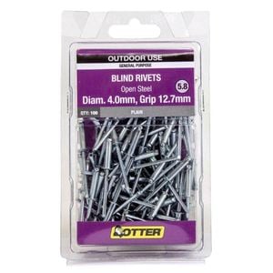 Otter 4.0 x 12.7mm Open Steel Blind Rivets - 100 Pack