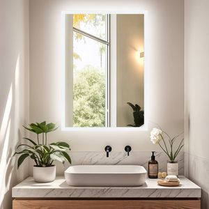 OAKORY 60x80cm Rectangular LED Bathroom Mirror 4mm Anti-Fog 3-Colour Dimmable