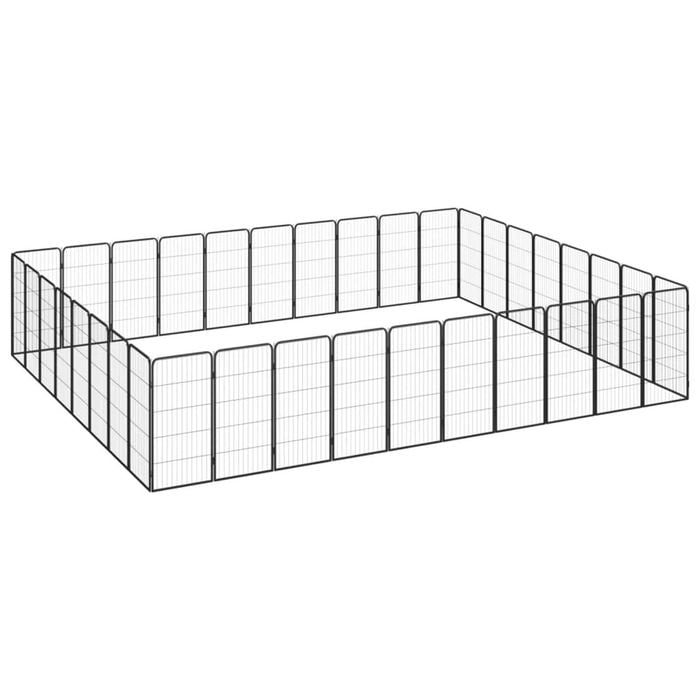 vidaXL Dog Playpen 4 Panels Black Powder-coated Steel Kennel Cage Multi Sizes