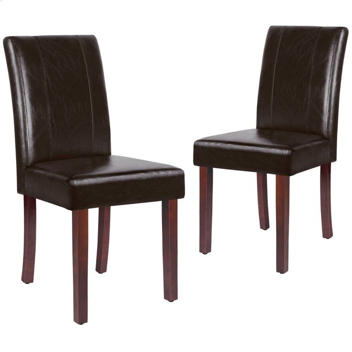 ALFORDSON Set of 2 Dining Chairs Cafe Kitchen High-Back Chair Glossy PU Leather Brown