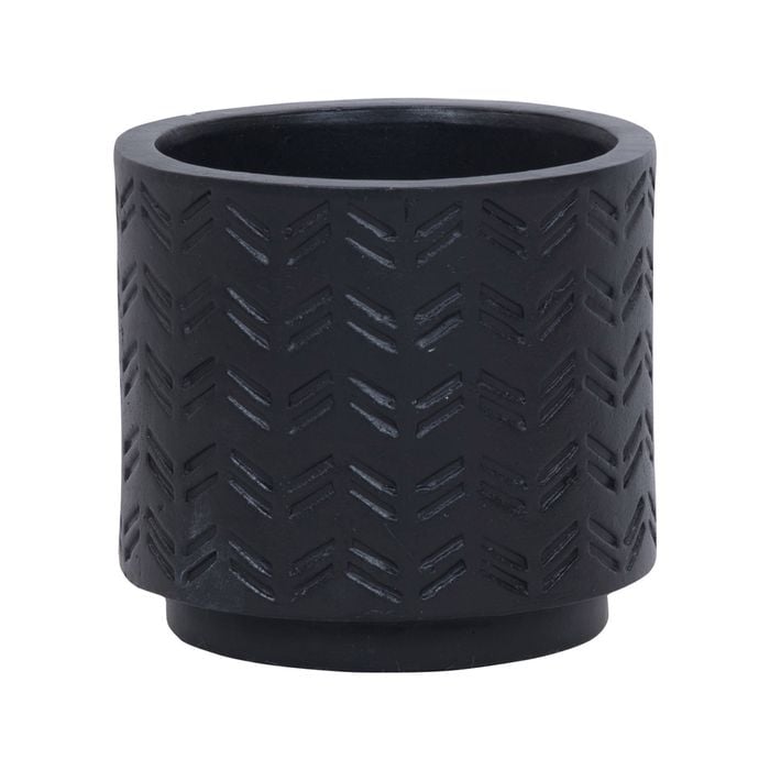 180 x 170mm Black Medium Foot Cylinder Dash Ceramic Pot