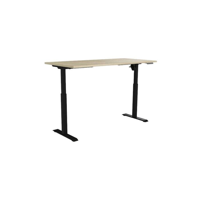 Olg Quickstand Single Black Frame Nordic Maple Top Scallop Height Adjustable Desk L1500mm X W750mm
