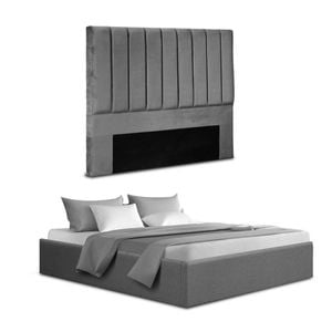 Artiss Double Bed Frame Velvet Headboard Gas Lift Base