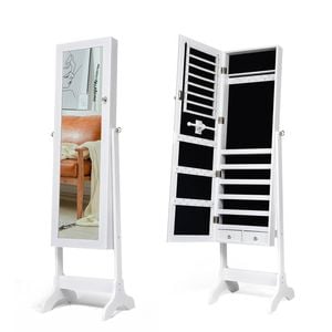 Costway Jewellery Armoire Cabinet with Full-Length Mirror White