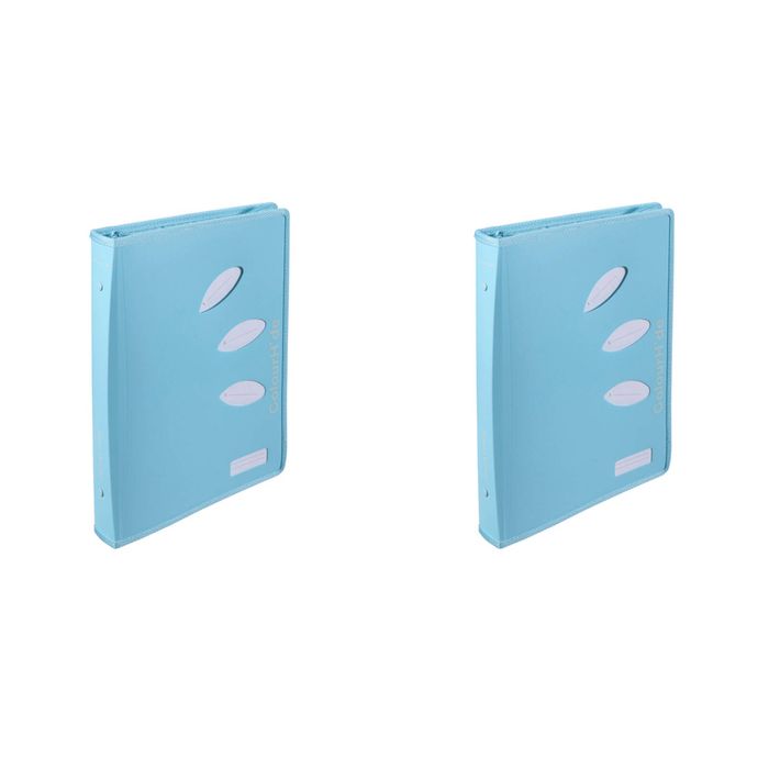2x Colourhide 48cm Zipper Ring Binder File/paper Document Organiser Sky Blue