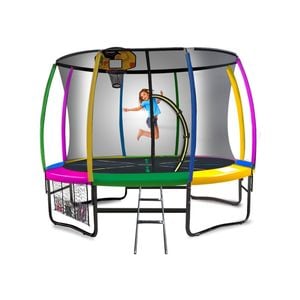 Kahuna Trampoline 10 Ft With Basketball Set - Rainbow