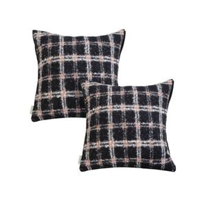 SOGA 2X 50cm Modern Plaid Pattern Blush Pink Gray Decorative Throw Pillow