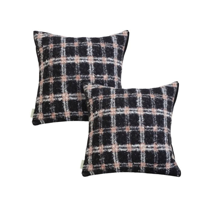 SOGA 2X 50cm Modern Plaid Pattern Blush Pink Gray Decorative Throw Pillow