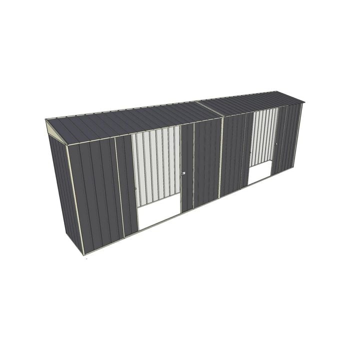Build-a-Shed 0.8 x 6 x 2m Skillion Shed with Dual Double Sliding Side Doors - Grey